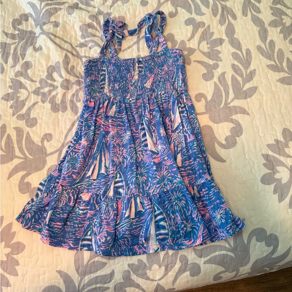 Lilly Pulitzer Blue and Pink Smocked Dress